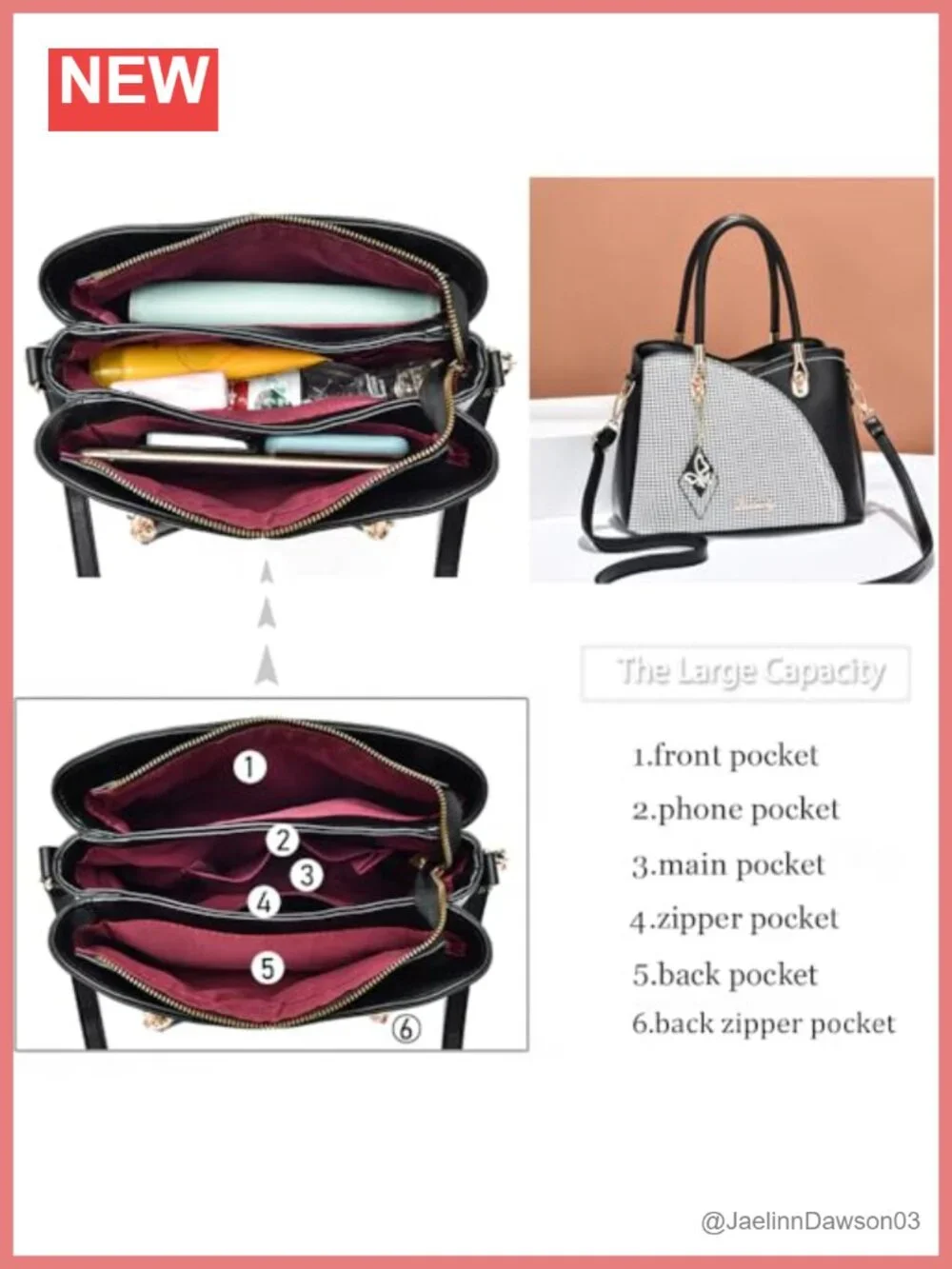 Vegan PU Leather Satchel Tote Bag with Shoulder Strap Gold Hardware